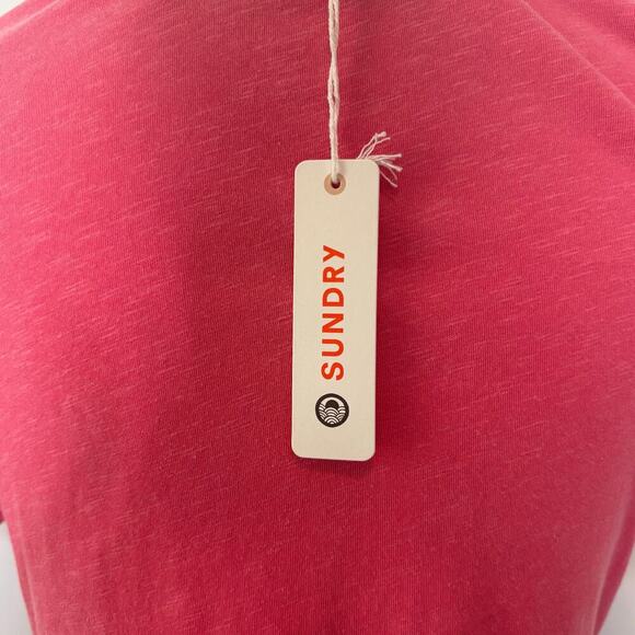 Sundry Side Shirred Side Slit Pink Midi T-Shirt Dress Womens Size 1 / Small - Picture 7 of 9